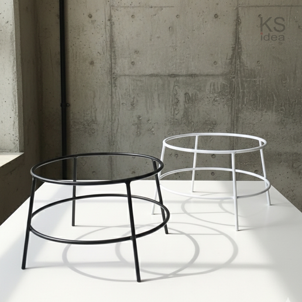 พร้อมส่ง วงกลมด้านบน ขนาด 8 นิ้ว ขาตั้งกระถางต้นไม้มี 2 สี สีขาว, สีดำ Steel pot stand, stand for plants (ไม่รวมกระถาง ) ราคา ถูกที่สุด ดีลบีเคเค แกลเลอรีภาพที่ 5