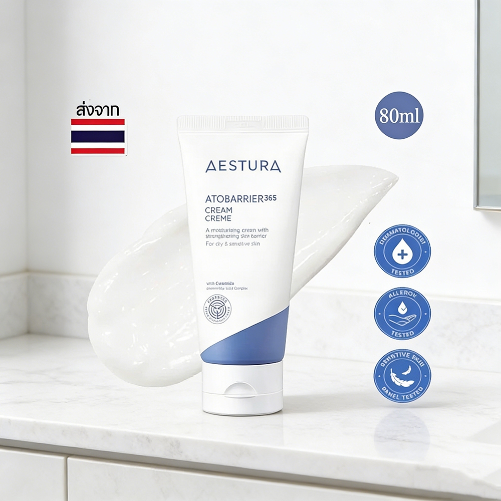 AESTURA Atobarrier365 Cream 80ml เอสทูร่า ครีมบำรุงผิว บำรุงผิวแห้งเสีย ผิวแพ้ง่าย ปกป้องผิวให้ชุ่มช
