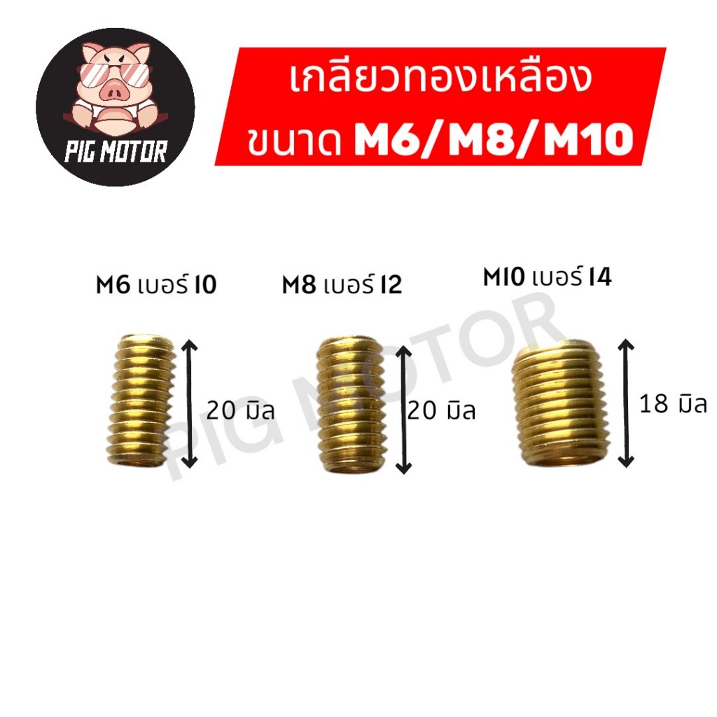 เกลียวทองเหลือง M6/M8/M10 ตัวหนอนซ่อมเกลียวทองเหลือง น็อตซ่อมเกลียว ตัวนอนทำเกลียว