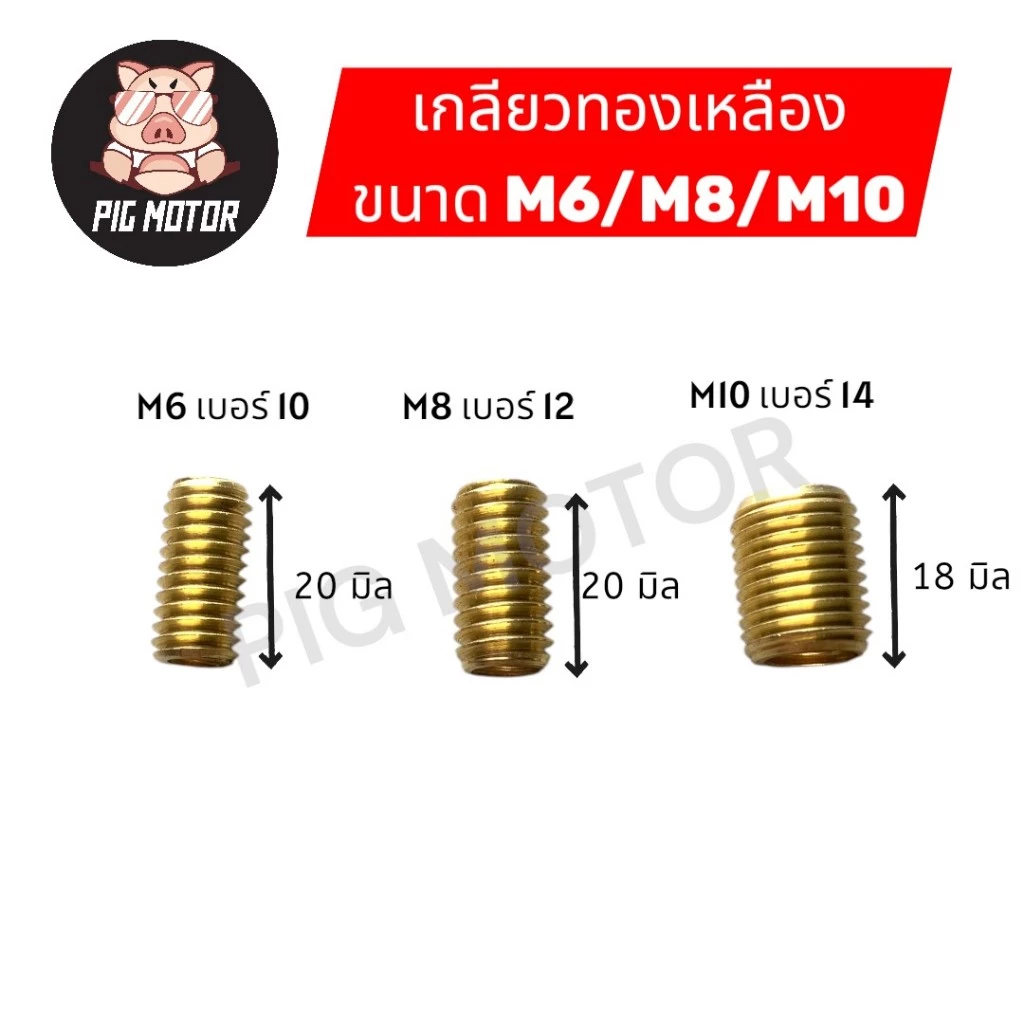 เกลียวทองเหลือง M6/M8/M10 ตัวหนอนซ่อมเกลียวทองเหลือง น็อตซ่อมเกลียว ตัวนอนทำเกลียว