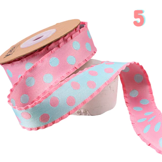 Ribbon R5 Polka Pop 🎀 ขอบหยัก 20 สีสดใส 🌈 2.5cm สองด้าน ลายจุดสุดคิ้วท์ ✨