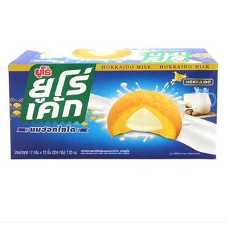 [ยกลัง 12 กล่อง] Euro Cake ยูโร่คัสตาร์ดเค้ก 144 ชิ้น ยูโร่ ยูโรเค้ก ของกินเล่น ขนมยัดไส้