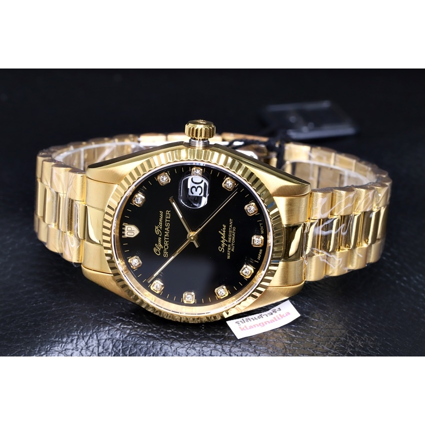 นาฬิกาผู้ชาย OP Olym pianus Sportmaster Automatic รุ่น 89322 AK (เรือนทองหน้าดำ)