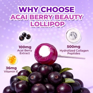 DN L-Glutathione Acai Berry Lollipops with Vitamin C Dietary Supplement Strawberry Raspberry Anti-age Glow Skin 10PCS