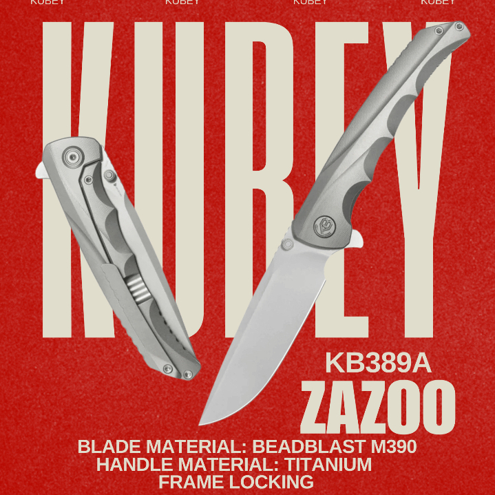 มีดพับ KB Zazoo Folding Knife Grey Titanium Handle 3.70'' Beadblast M390 Blade KB389A