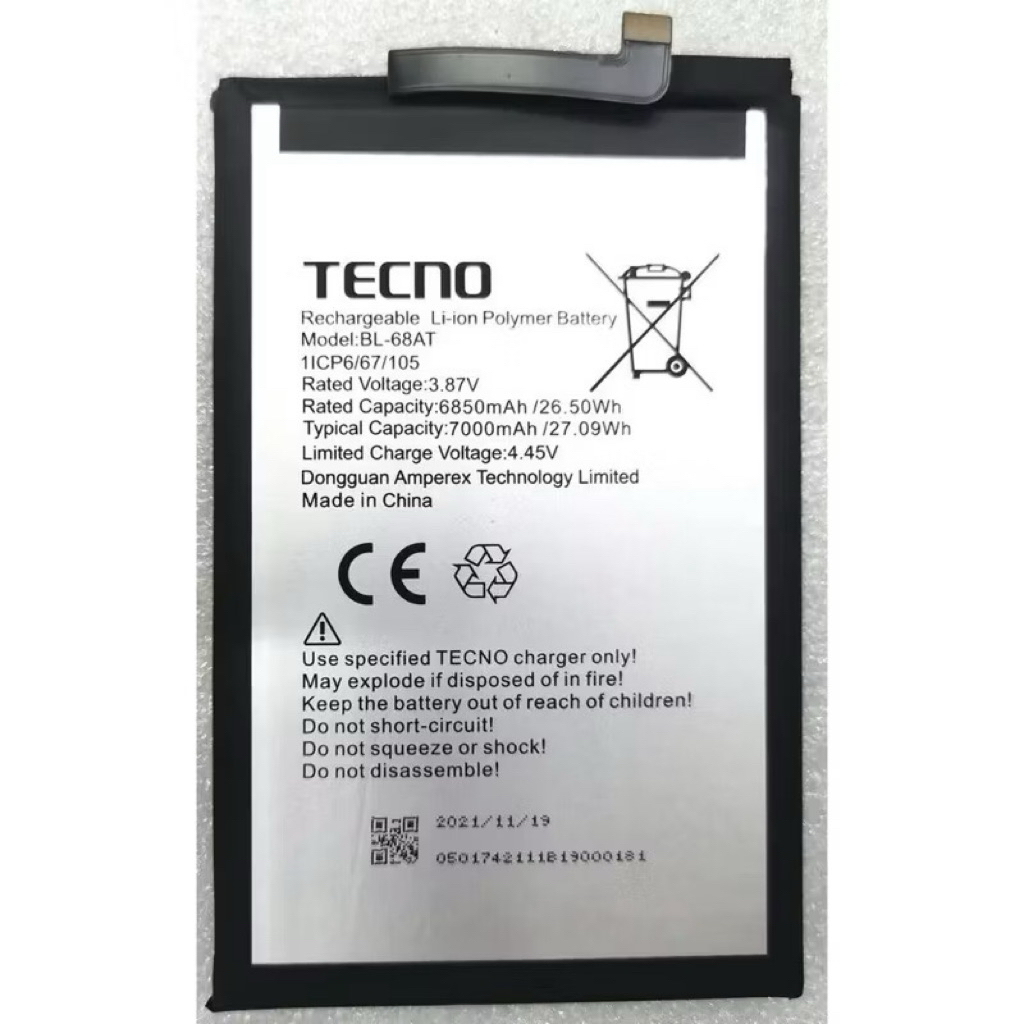 แบตเตอรี่ Tecno POVA 2 / LE7 (BL-68AT) Mobile Phone Battery 7000mAh bl68at 68at BL-68AT แบต Tecno PO