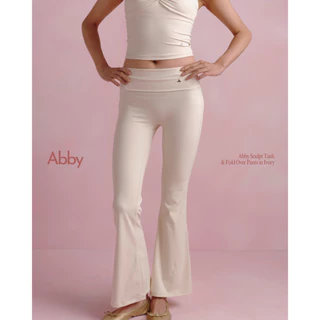 when.we.stretch - Abby Fold Over Pant กางเกงผ้าออกกำลังกายหนากระชับทรง **สินค้าพร้อมส่ง**