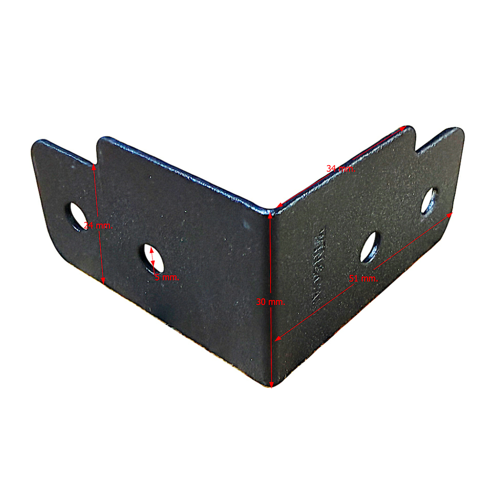 ฉากแอล 4 รูใหญ่ รัดฉาก พ่นสีฝุ่นดำ(powder coating) อุปกรณ์แร็ค กล่องแร็ค แร็คเครื่องเสียง ตู้แร็ค ทำแร็ค