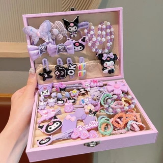 SANRIO ชุดเครื่องประดับผม คุโรมิ กิ๊บติดผมเจ้าหญิง การ์ตูน พร้อมกล่อง ของขวัญวันเกิดสำหรับสาวน้อย