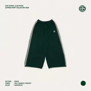 Highschool Summer Collection : Clubhouse Stripe Crochet Track Pants กาเกงขายาวแทร็คไหมพรม - BTB36019