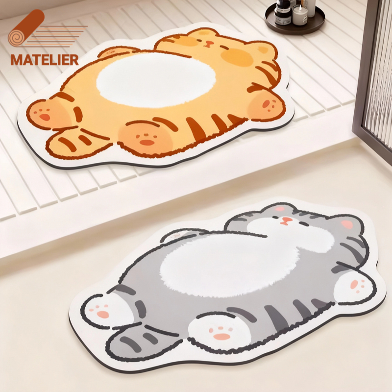 MATELIER พรมห้องน้ํ พรมน่ารัก พรม พรมเช็ดเท้า พรมกันลื่น พรมปูพื้น วัสดุโคลนไดอะตอม ดูดซับน้ำเร็ว แห้งไว กันลื่น 40*60ซม