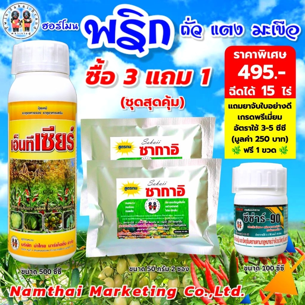 ตราเงาะคู่ ฮอร์โมนพริก ถั่ว แตง มะเขือ ดอกดก ผลดก ขั้วเหนียว เก็บเกี่ยวได้นาน