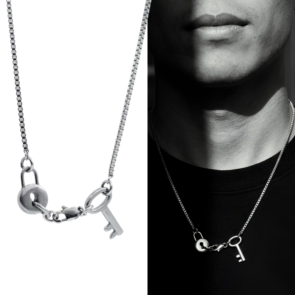 MLS | Lock n Key สร้อยคอสแตนเลสจี้แม่กุญแจ ลูกกุญแจ