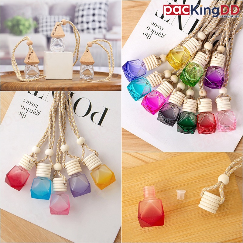 (แพ็ค 10 ชิ้น) ขวดน้ำหอม แบบแขวน ขวดรูปทรงเพชร ขนาด 8 ml. #P411-DM ขวดเปล่า ขวดเติมน้ำหอม PackingDD