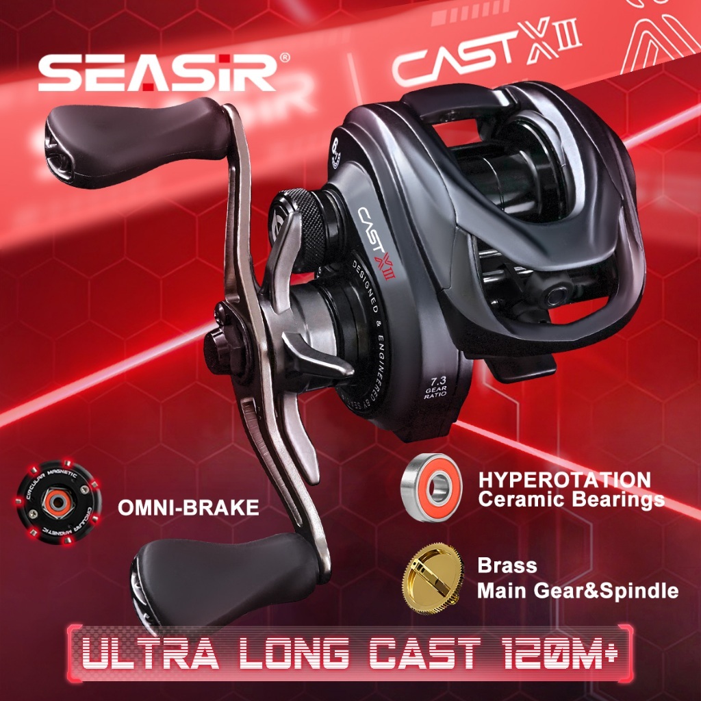 SEASIR CAST-X3 เครื่องยิงเบ็ดสำหรับการตกปลา พร้อมแบริ่งเซรามิค และระยะสายลากพิเศษ 120 ม.+ ใช้งานได้ท