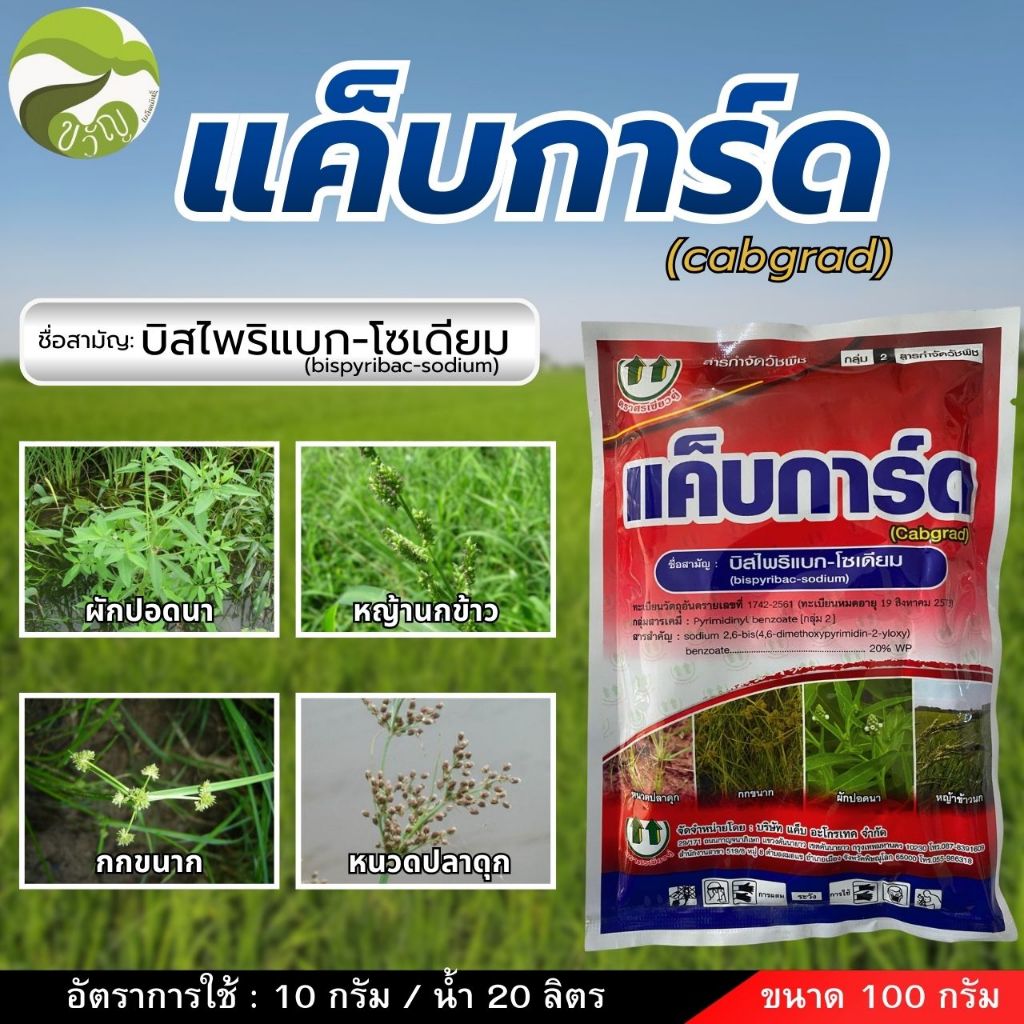 แค็บการ์ด ( บิสไพริแบค-โซเดียม 20%)  หญ้าข้าวนก หญ้าแดง และใบกว้าง วัชพืชประเภทกก ขนาด 100 กรัม