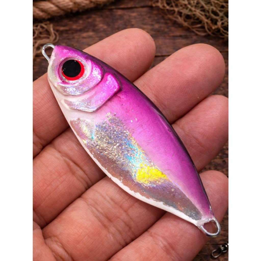 A-016 เหยื่อจิ๊กสีชมพู Pink Hologram Jig 50g-110g งานทะเล รูปที่ 2