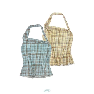 DADDY ( MIW ) | Stacy Top เสื้อคล้องคอ ลายสก็อต สุดน่ารัก