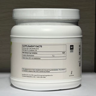 THORNE Creatine - Micronized Creatine Monohydrate Powder - 90 Servings บำรุงกล้ามเนื้อและเสริมสร้างการทำงานของสมอง