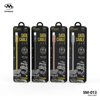 สายชาร์จ SANMAX 013 สายเคเบิลข้อมูลสปริง 6A fastcharge vooc pd 20w 30w 60w สำหรับ micro typec phone รับประกัน1ปี