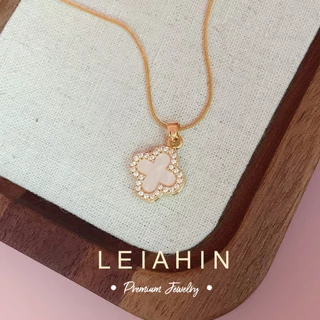 LEIAHIN สร้อยคอแฟชั่น โชคเกอร์จี้โคลเวอร์สี่แฉกนำโชคสำหรับผู้หญิงเครื่องประดับแฟชั่นประจำไม่ลอกไม่ดำ