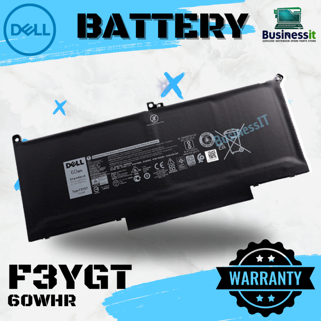 F3YGT DM3WC Battery Dell Latitude 7480 7280 7290 7390 7490 แท้ ศูนย์ Dell Thailand
