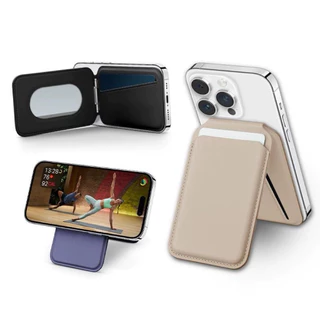 ขาตั้ง กระเป๋าการ์ด แม่เหล็กสําหรับ Magsafe กระเป๋าสตางค์หนัง สําหรับ IPhone 16 15 14 13 Pro Max Stand Bank ID