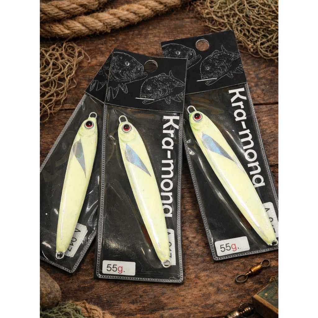 A-017 เหยื่อจิ๊กเขียวเรืองแสง Glow Green Hologram Jig 40g-100g งานทะเล