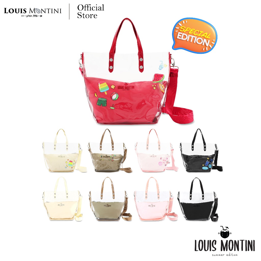 [Clearance sale] Louis Montini (Summer Edition) กระเป๋าใส กระเป๋าสโนลอยใส พร้อมกระเป๋าอเนกประสงค์ด้านใน SUM07