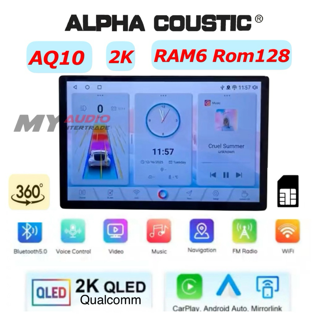 ALPHA  COUSTIC จอแอนดรอย รุ่น AQ9 แรม 4 รอม 64 GB / AQ10 6+128GB มาใหม่ล่าสุด Android ver.14 ใส่ซิมได้ รองรับกล้อง360