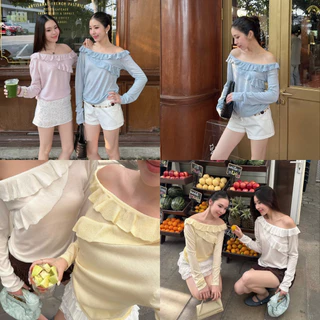 3pcs.basket Jammy top เสื้อแขนยาวระบายไหล่