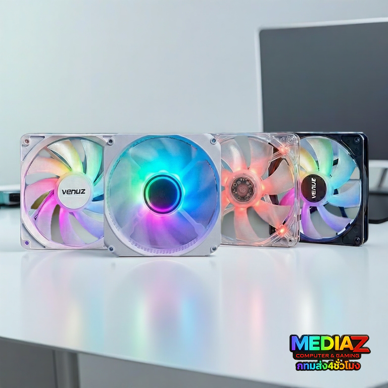 ส่งทันที พัดลม ขาว แดง ดำ 120mm molex Rainbow ARGB Fan Venuz Neolution Vikings 12cm Media Z Com