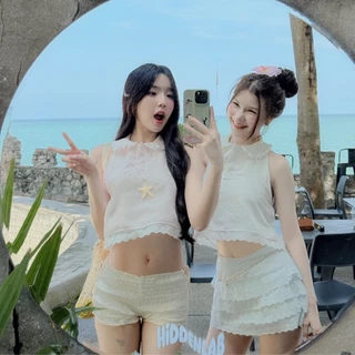 RIKA น้องมะพร้าว คอบัวปกระบาย เว้าหลังผูกโบว์หลัง