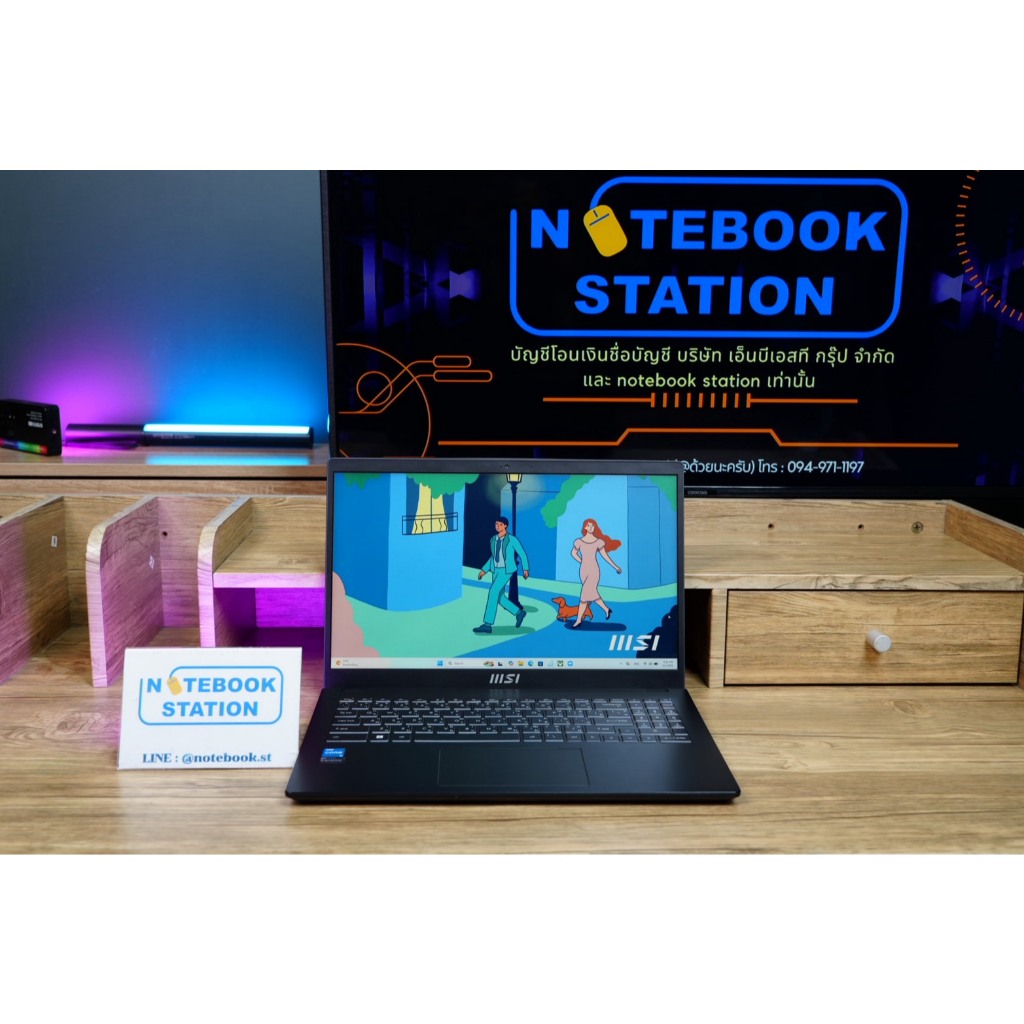 MSI Modern 15 i3-1115G4 Ram8 SSD512 จอ15.6 FHD สเปคทำงาน เครื่องบางเบาเหมาะกับการพกพา คีย์บอร์ดมีไฟ