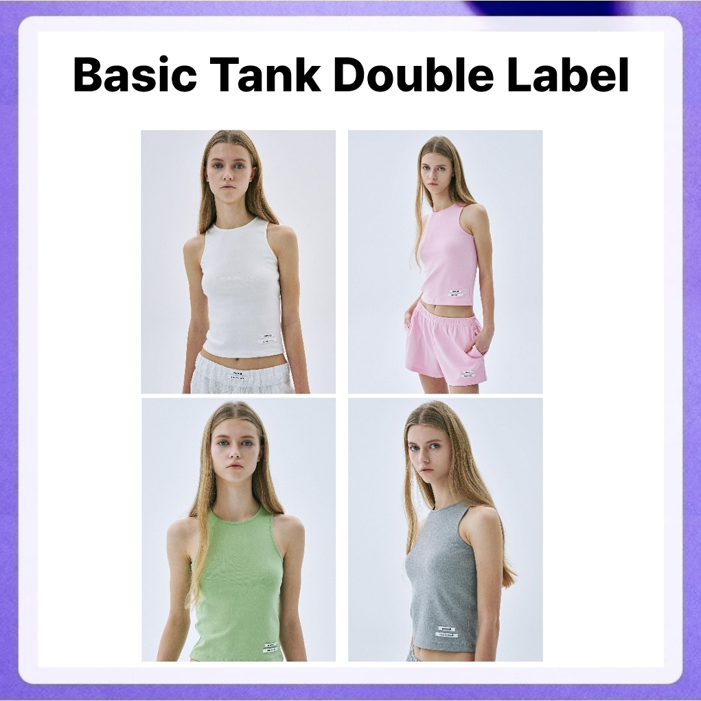 Mardi Mercredi Basic Tank Double Label (Ivory, Pink, Yellowgreen, Grey)
