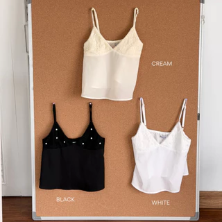 Sistersfabric - fluer cami top สายเดี่ยวลูกไม้ไข่มุก สายปรับได้