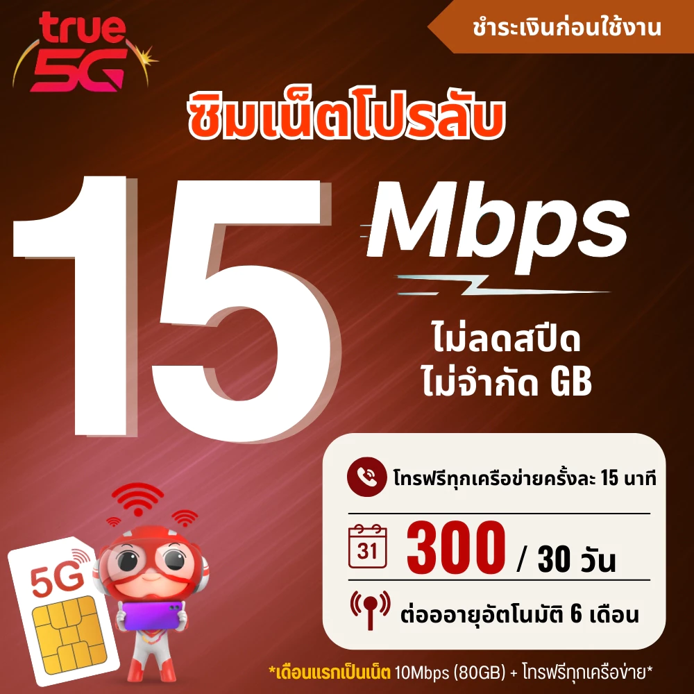ซิมเทพทรู ความเร็ว 6 - 30 Mbps + โทรฟรีไม่อั้นทุกเครือข่าย+ True id 30 วัน. ชำระค่าโปรก่อนใช้งาน 1ซิม/1ท่าน thumbnail 3