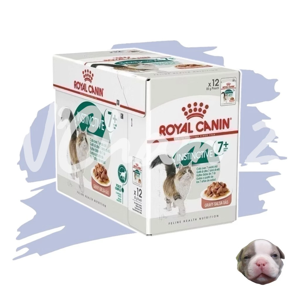 Royal Canin - Instinctive 7+ (Gravy) อาหารแมวเปียกในน้ำเกรวี่ สำหรับแมวสูงอายุ 7 ปีขึ้นไป 12 ซอง