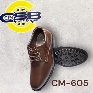 รองเท้าหนังผู้ชายสีน้ำตาล/รุ่นCM-605/แบบผูกเชือกสีน้ำตาล หนัง PU