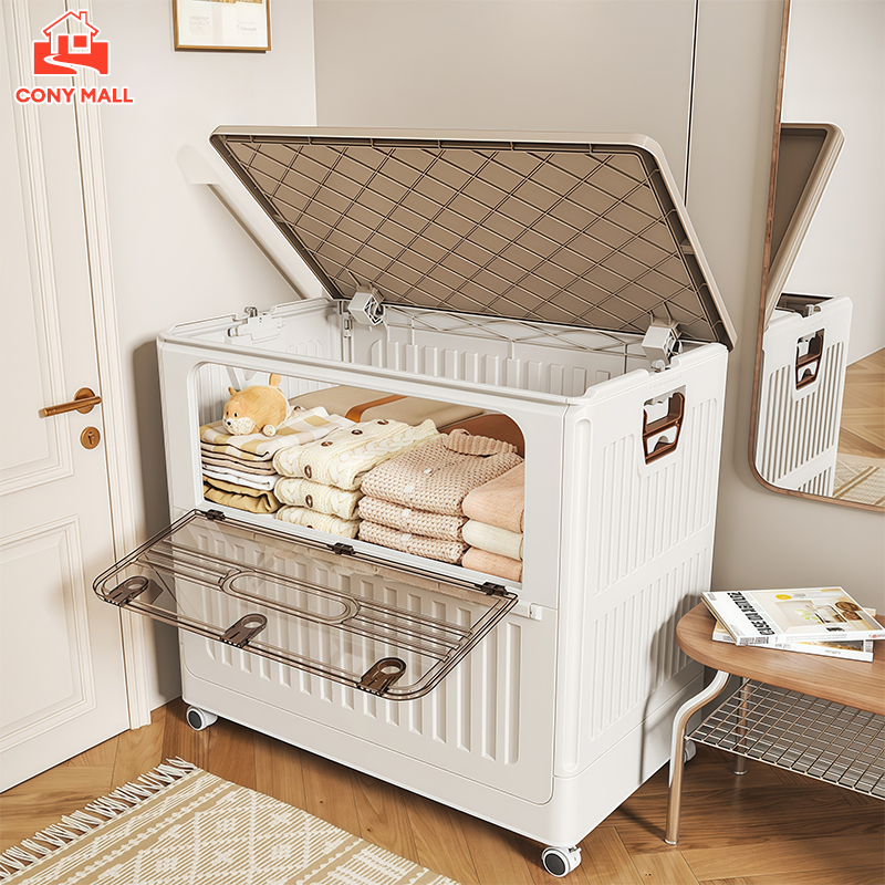 CONY กล่องเก็บของ 230L กล่องเก็บของเก็บเสื้อผ้า กล่องเก็บของ พับได้ขนาด ใหญ่ กล่องใส่ตู้เสื้อผ้า