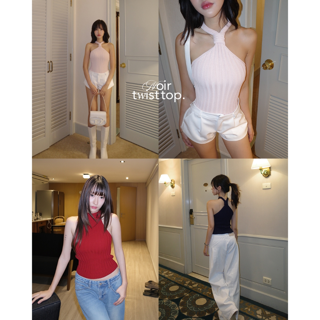 ICEBLINK l Noir twist เสื้อแขนกุด halter neck knit ใส่ได้ 2 แบบ