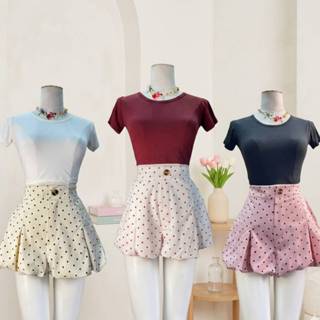 💰 MahahengCloset 💰กางเกงบอลลูนลายจุดโทนพาสเทล มีกระเป๋าข้าง …