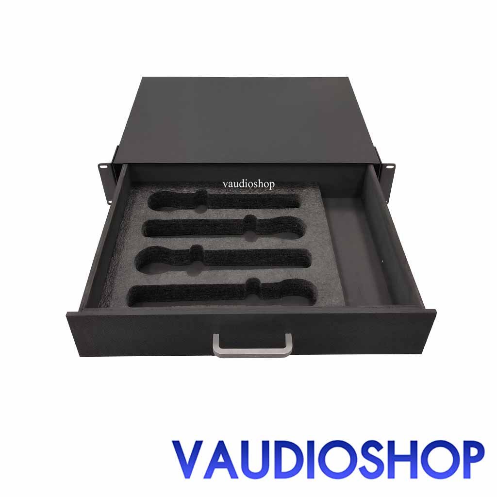 ลิ้นชัก 2U COMPACT รุ่นใหม่ หูจับโลหะ ลิ้นชัก RACK สำหรับเก็บไมค์ และอุปกรณ์ พร้อมโฟมใส่ไมค์ ลิ้นชักแร็ก COMPACT