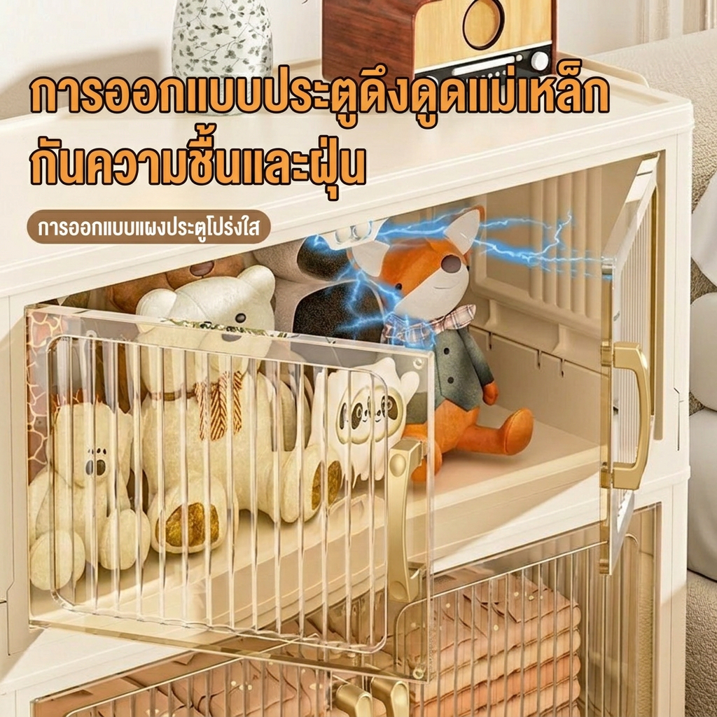 NeatBox ตู้เก็บของพับได้ 90cm PP หนาพิเศษ รับน้ำหนัก 350kg มีล้อ จุของได้เยอะ เก็บเสื้อผ้า ของใช้ รูปที่ 4