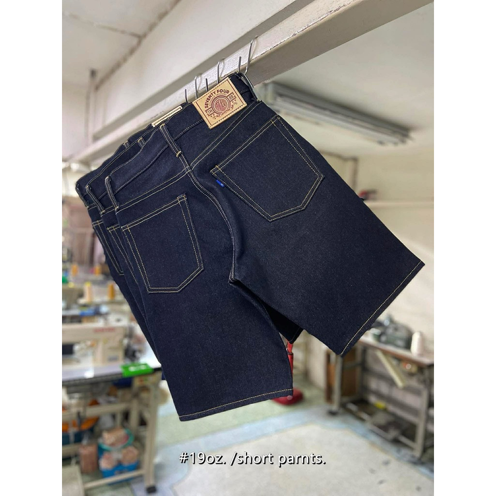 กางเกงยีนส์ Seventy four denimขาสั้น Men's shorts 19ozริมsilver