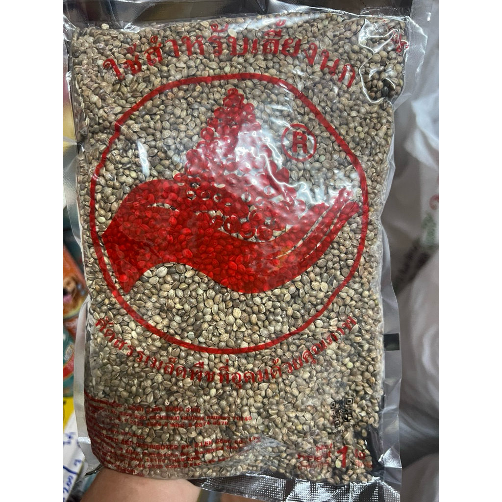 เมล็ดฮวยมั้ว ยี่ห้อตรามือ สำหรับฝึกนก ให้รางวัลนก ฟอพัส ซันคอนนัวร์ คอกคาเทล เลิฟเบิร์ด 1 kg.