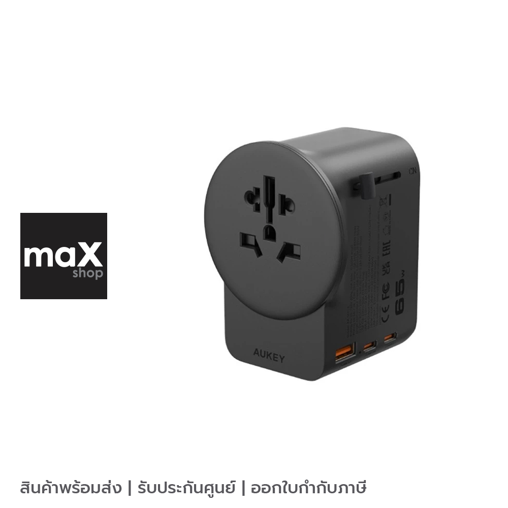 AUKEY หัวแปลงปลั๊ก 65 วัตต์ USB-C PD AC สีเทา รุ่น PA-TA11A