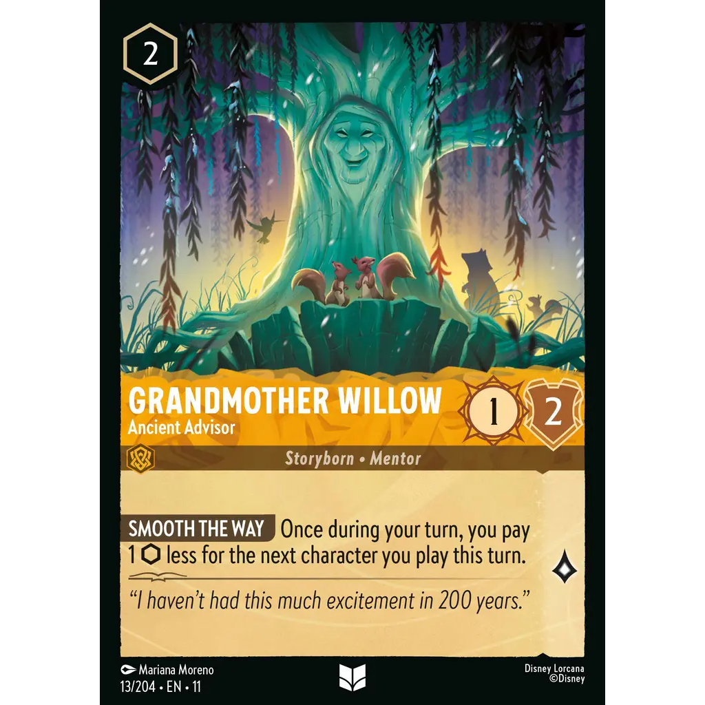 13/204 EN11 Grandmother Willow - Ancient Advisor Amber U Character Disney Lorcana Set 11