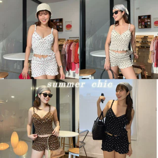 summer chic เซ็ต2ชิ้น สายเดี่ยว+กางเกง อก28-40 เอว22-34 สะโพก44