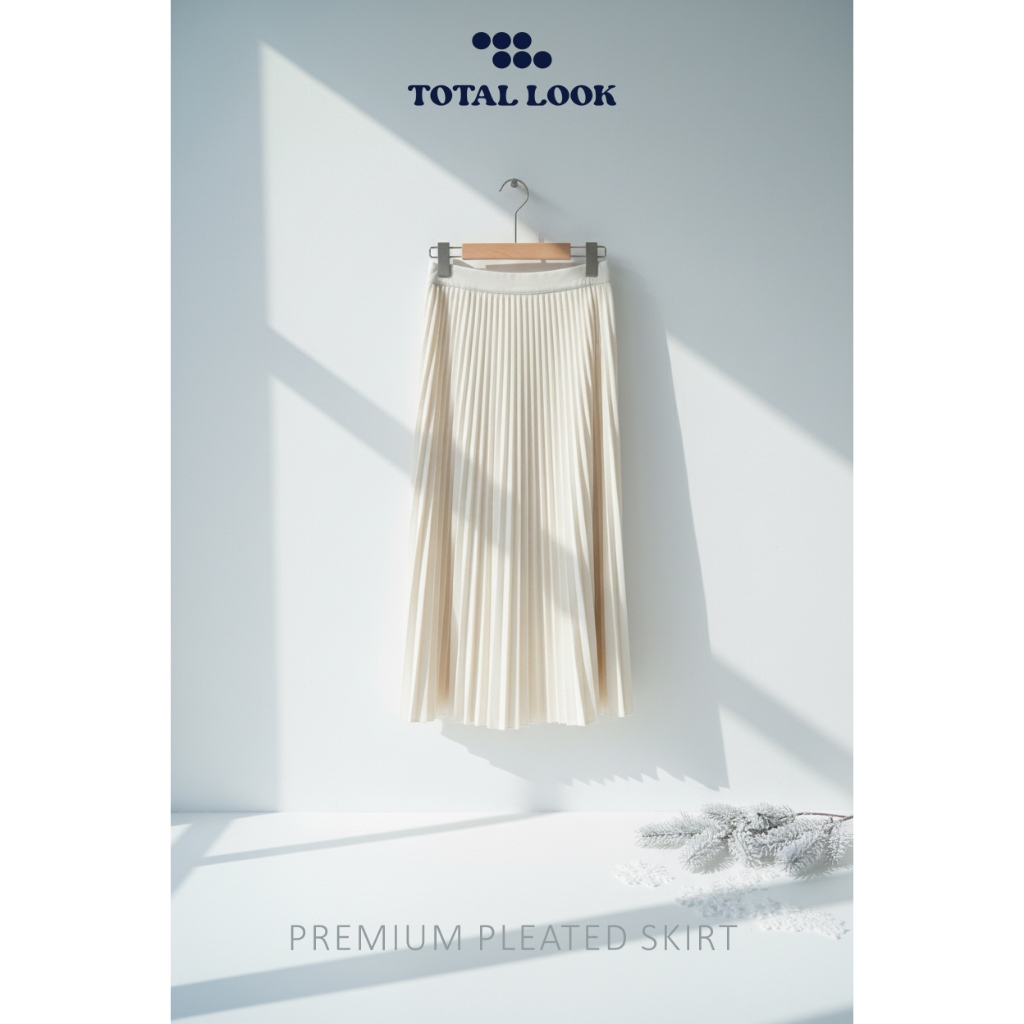 TOTALLOOK Premium pleate skirt กระโปรงพลีทเนื้อพรีเมี่ยม ผ้าเด้ง เอวยางยืด เนื้อผ้าเจอร์ซีหนาอัดพลีท ซักเครื่องได้